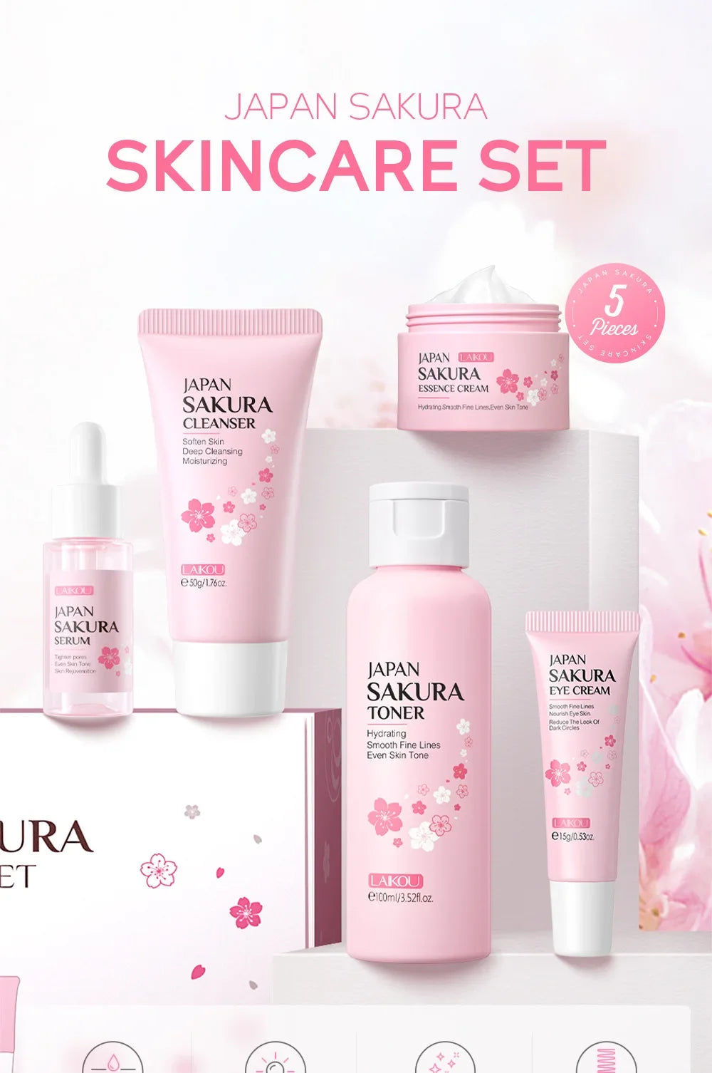 Sakura Kit Skin Care Sets Moisturizing and Reducing Fine Lines