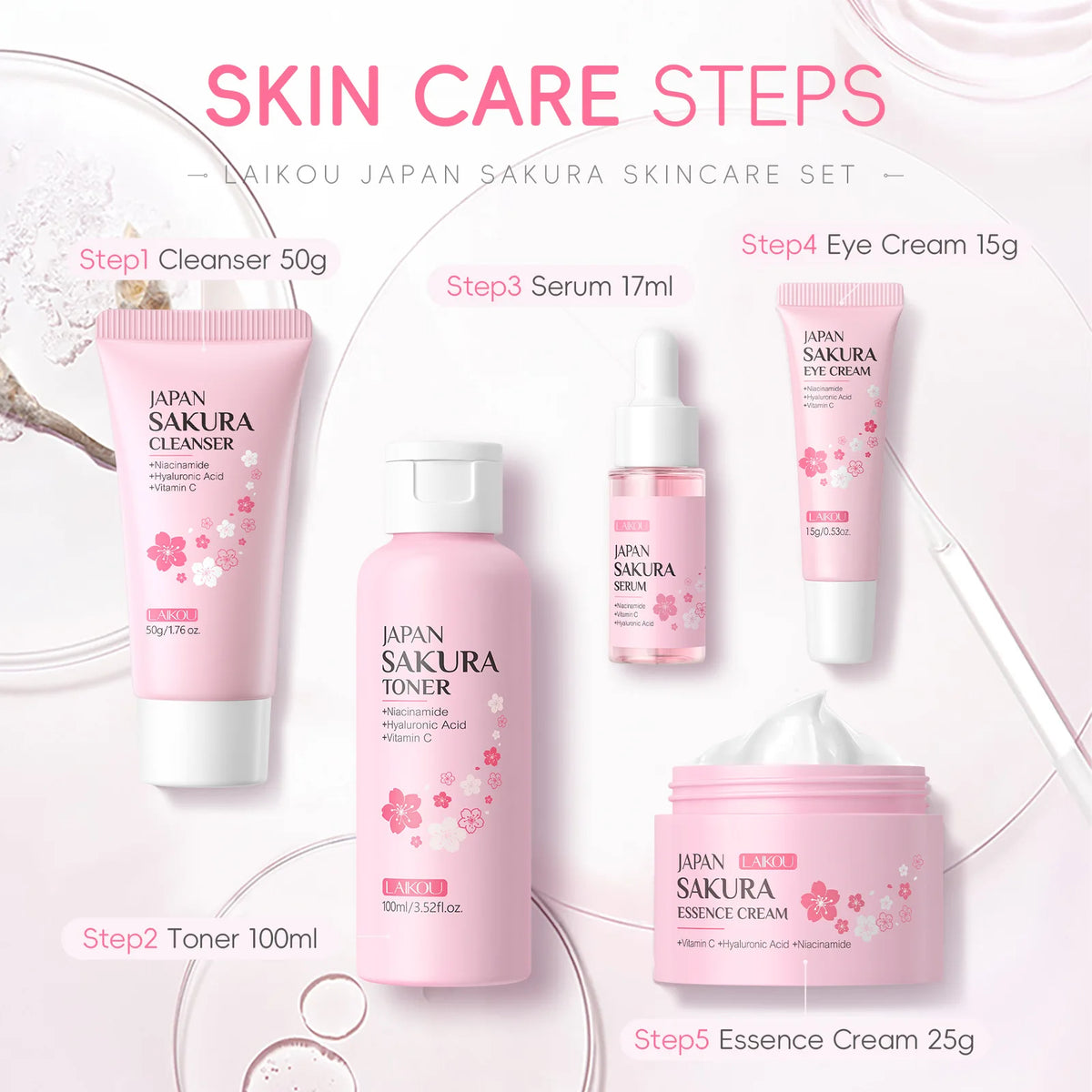 Sakura Kit Skin Care Sets Moisturizing and Reducing Fine Lines