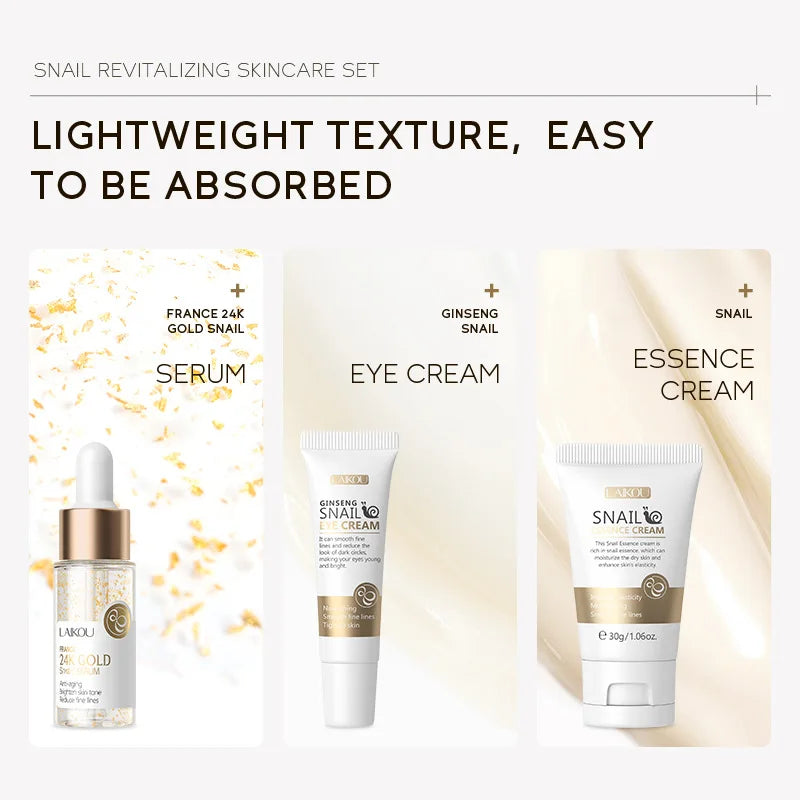 LAIKOU Vitamin C Skin Care Sets 3pcs Face Cream Serum