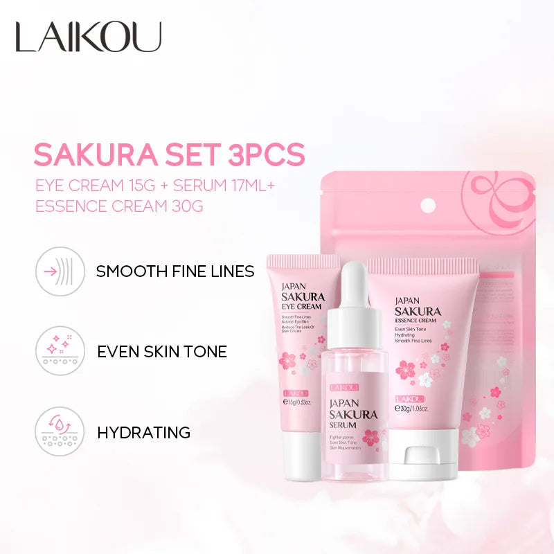 LAIKOU Vitamin C Skin Care Sets 3pcs Face Cream Serum