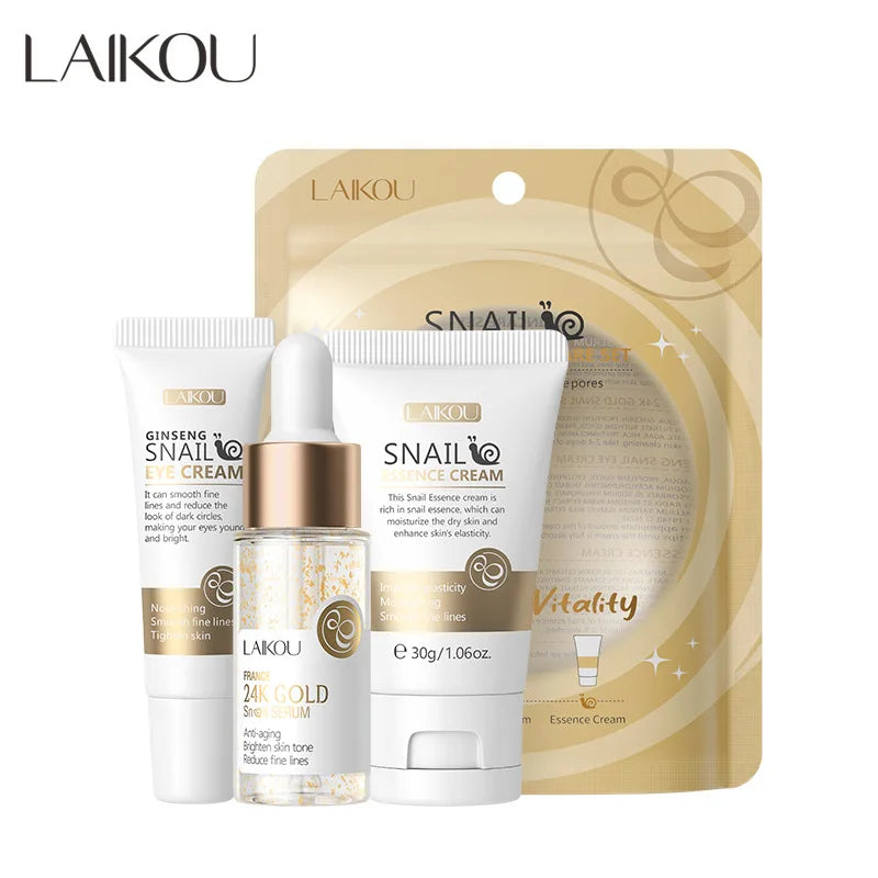 LAIKOU Vitamin C Skin Care Sets 3pcs Face Cream Serum