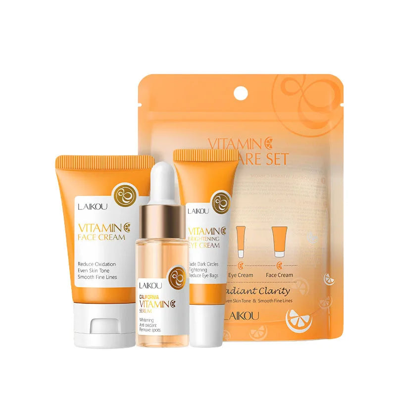 LAIKOU Vitamin C Skin Care Sets 3pcs Face Cream Serum